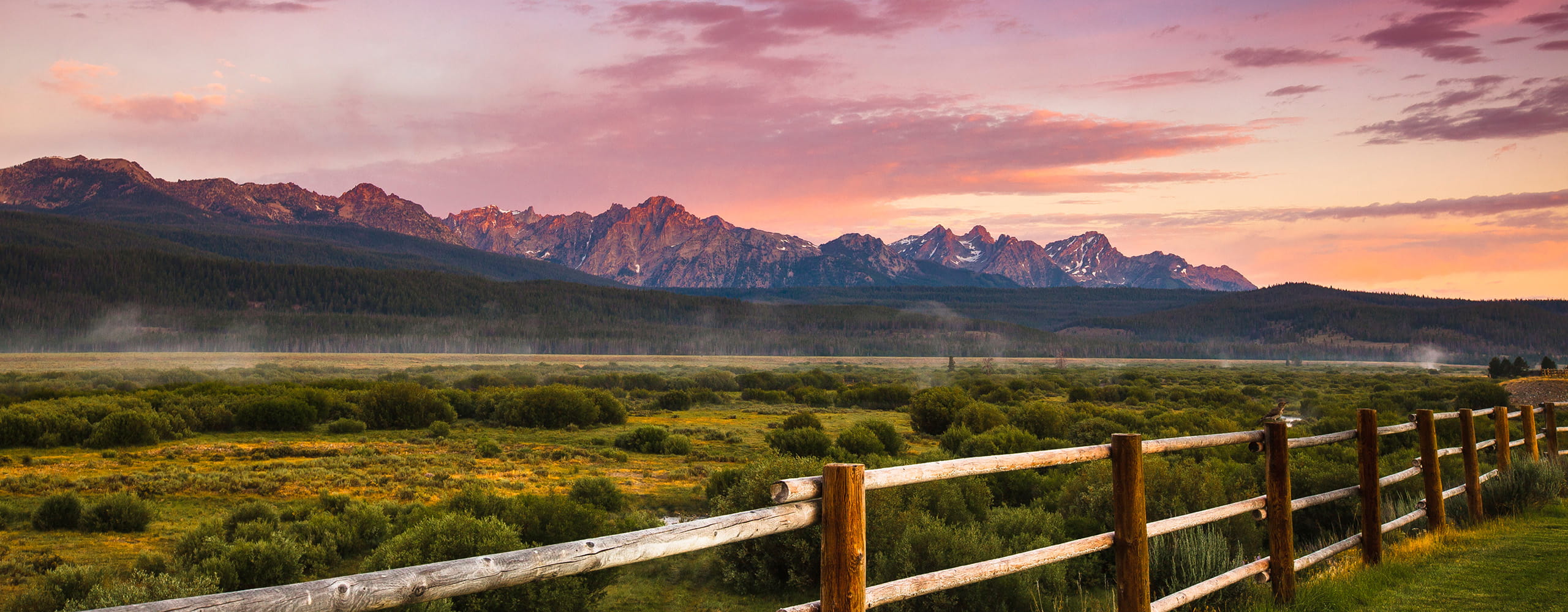 mountains in idaho at sunset